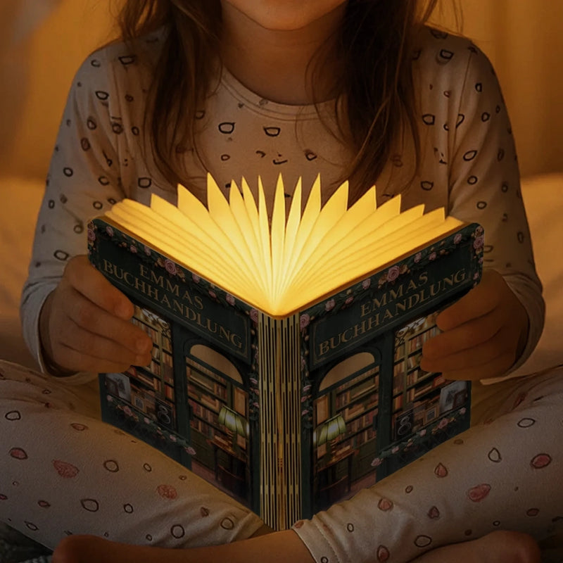 Individuelle Faltbare Led-magie-buchlampe - Personalisierte Büchergeschenke Für Buchliebhaber, Bücherwürmer, Leser - Erleuchten Sie Ihren Eigenen Kleinen Buchladen