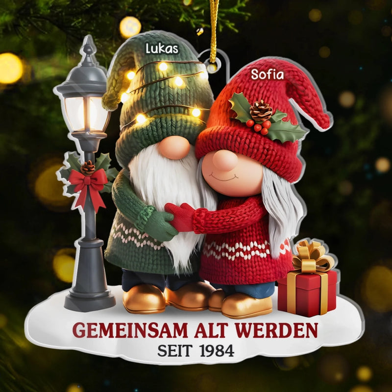 Personalisiertes Gnom-Acryl-Ornament – Jubiläums-, Weihnachts- & Hochzeitsgeschenke für Ehemann & Ehefrau – Unsere Geschichte Ist Für Immer Schön