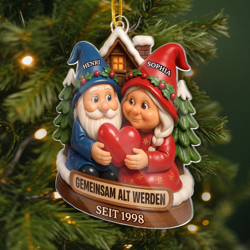 Personalisiertes Gnom-Acryl-Ornament – Jubiläums-, Weihnachts- & Hochzeitsgeschenke für Ehemann & Ehefrau – Unsere Reise Ist Für Immer Schön