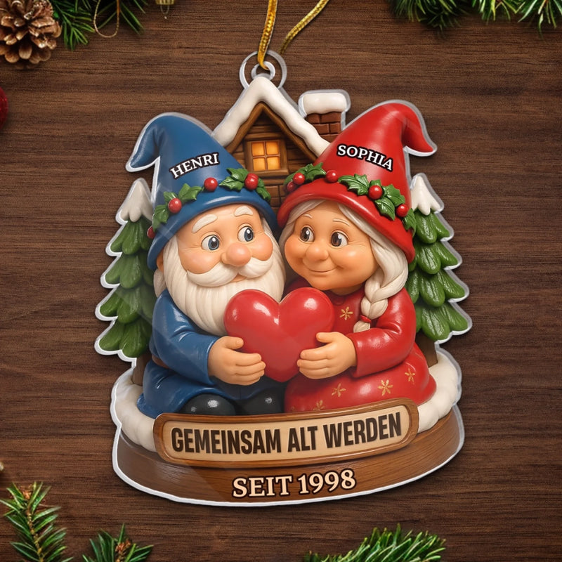 Personalisiertes Gnom-Acryl-Ornament – Jubiläums-, Weihnachts- & Hochzeitsgeschenke für Ehemann & Ehefrau – Unsere Reise Ist Für Immer Schön