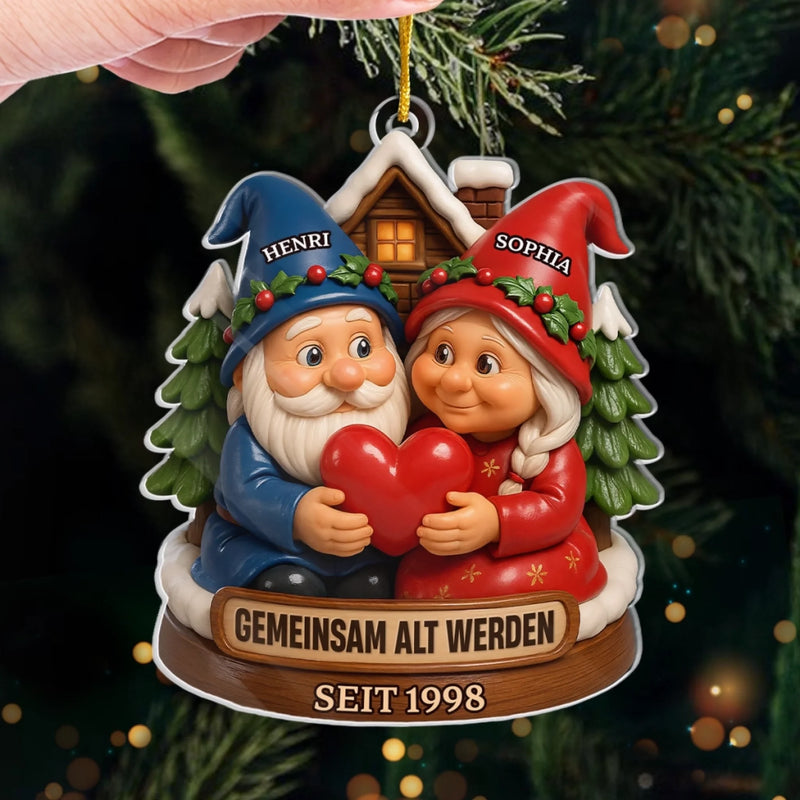 Personalisiertes Gnom-Acryl-Ornament – Jubiläums-, Weihnachts- & Hochzeitsgeschenke für Ehemann & Ehefrau – Unsere Reise Ist Für Immer Schön
