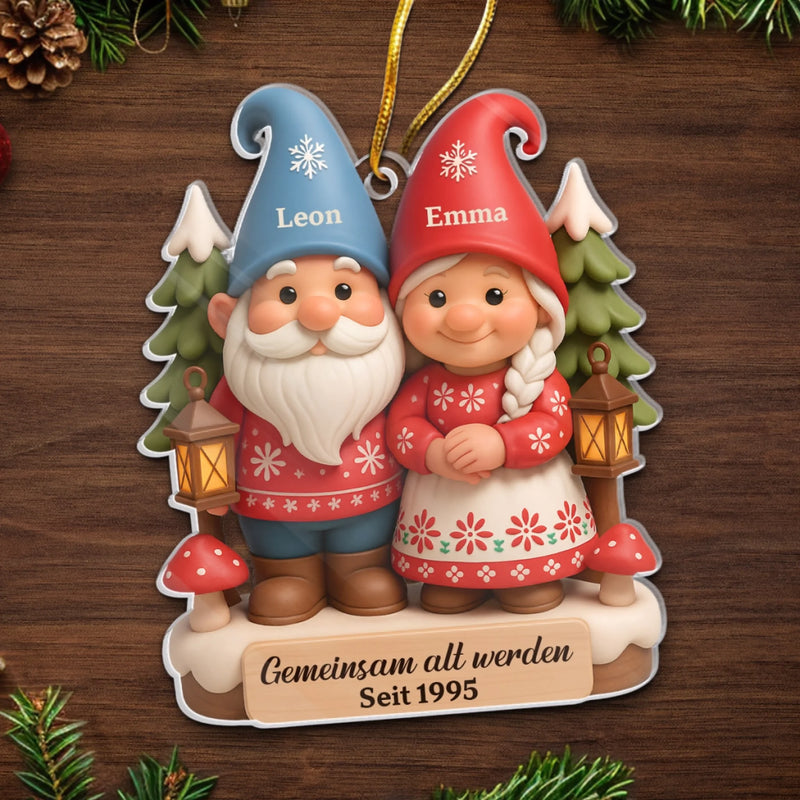 Personalisiertes Gnom-Acryl-Ornament – Jubiläums-, Weihnachts- & Hochzeitsgeschenke für Ehemann & Ehefrau – Unsere Erzählung Ist Für Immer Zauberhaft