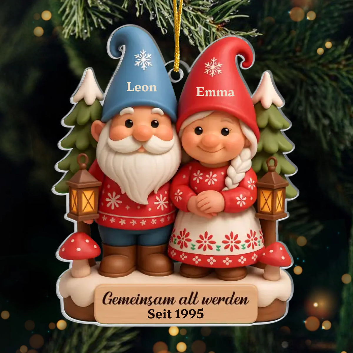 Personalisiertes Gnom-Acryl-Ornament – Jubiläums-, Weihnachts- & Hochzeitsgeschenke für Ehemann & Ehefrau – Unsere Erzählung Ist Für Immer Zauberhaft