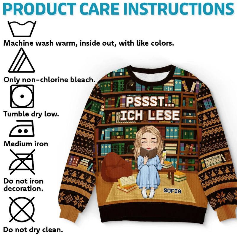 Benutzerdefiniertes Unisex Hässliches Sweatshirt - Weihnachtsgeschenke Für Buchliebhaber, Bücherwürmer, Leser - Schlittenglocken Und Der Geruch Von Seiten