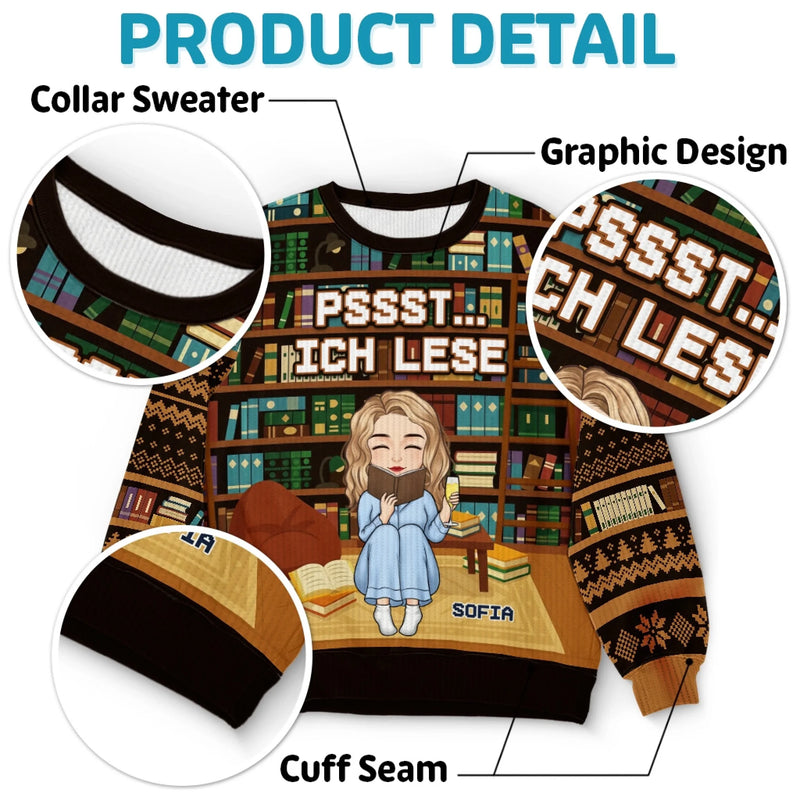 Benutzerdefiniertes Unisex Hässliches Sweatshirt - Weihnachtsgeschenke Für Buchliebhaber, Bücherwürmer, Leser - Schlittenglocken Und Der Geruch Von Seiten