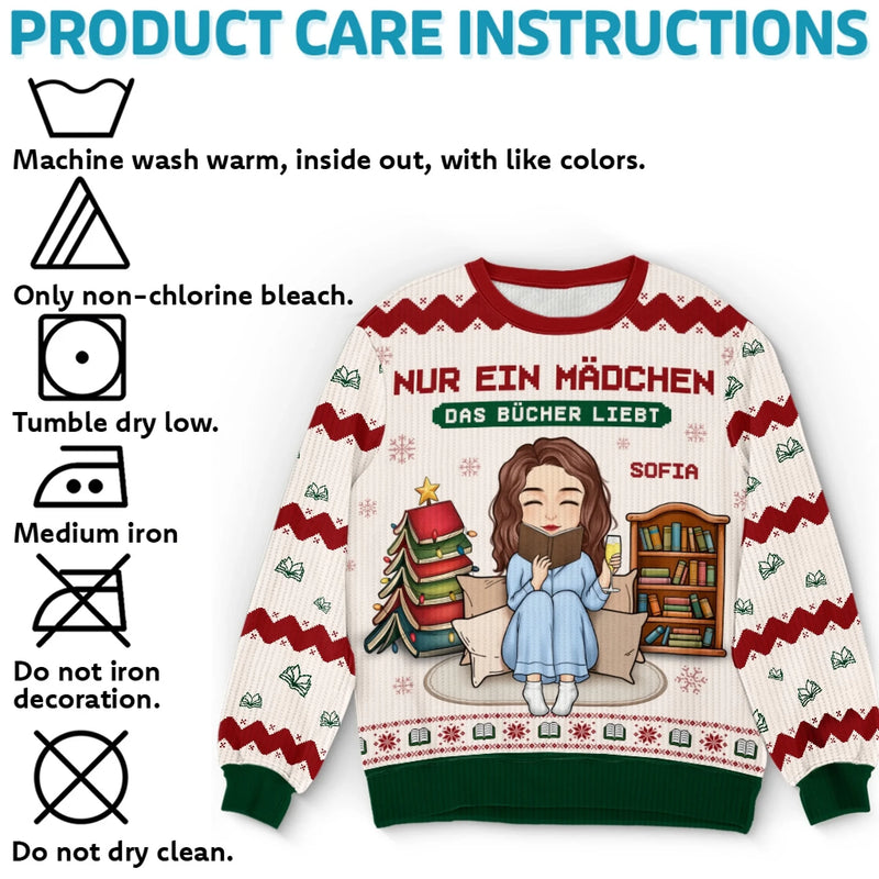 Benutzerdefiniertes Unisex Hässliches Sweatshirt - Weihnachtsgeschenke Für Buchliebhaber, Bücherwürmer, Leser - Der Weihnachtsmann Weiß, Dass Ich Lieber Lesen Würde