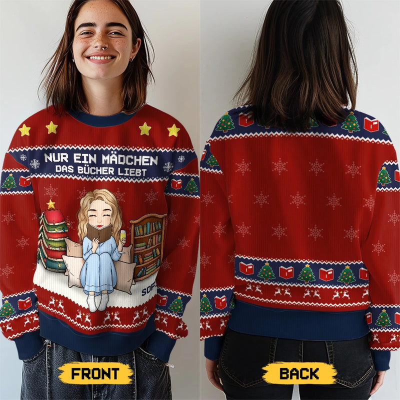 Benutzerdefiniertes Unisex Hässliches Sweatshirt – Weihnachtsgeschenke für Buchliebhaber, Bibliotheksratten, Leser – Alles, Was Ich Will, Sind Bücher