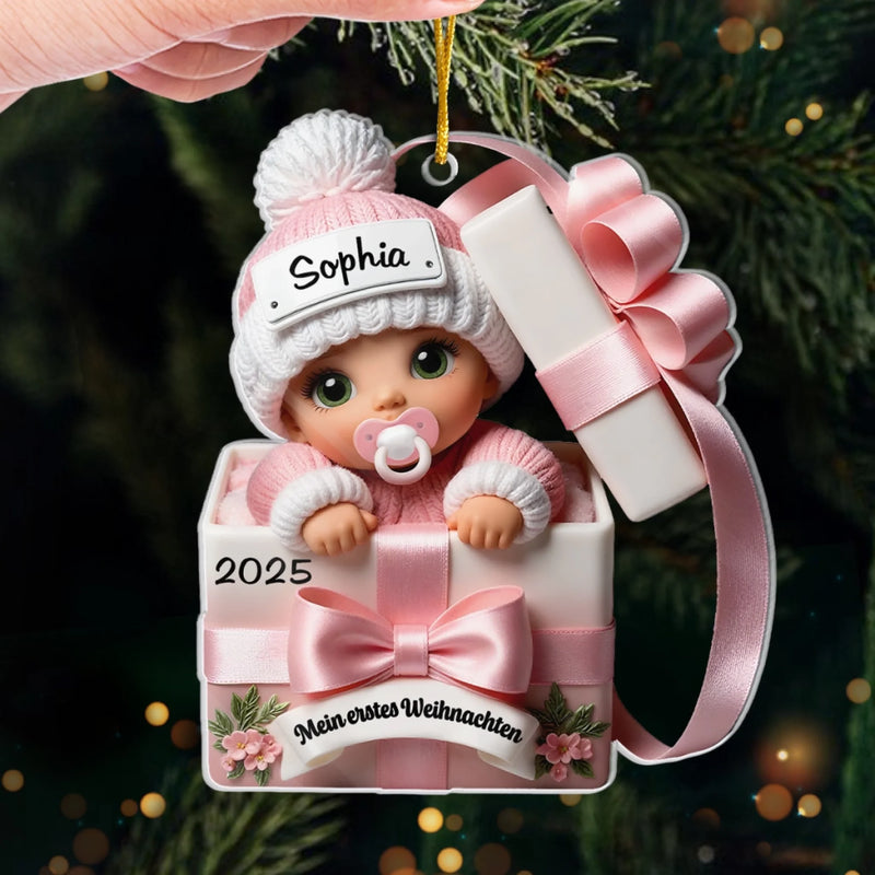 Individuelle Acryl-ornamente – Individuelle Babyparty-geschenke, Geschenke Zur Bekanntgabe Des Geschlechts Für Frischgebackene Mütter, Frischgebackene Väter, Frischgebackene Eltern – Kleine Wonneproppen, Eingehüllt In Weihnachtszauber