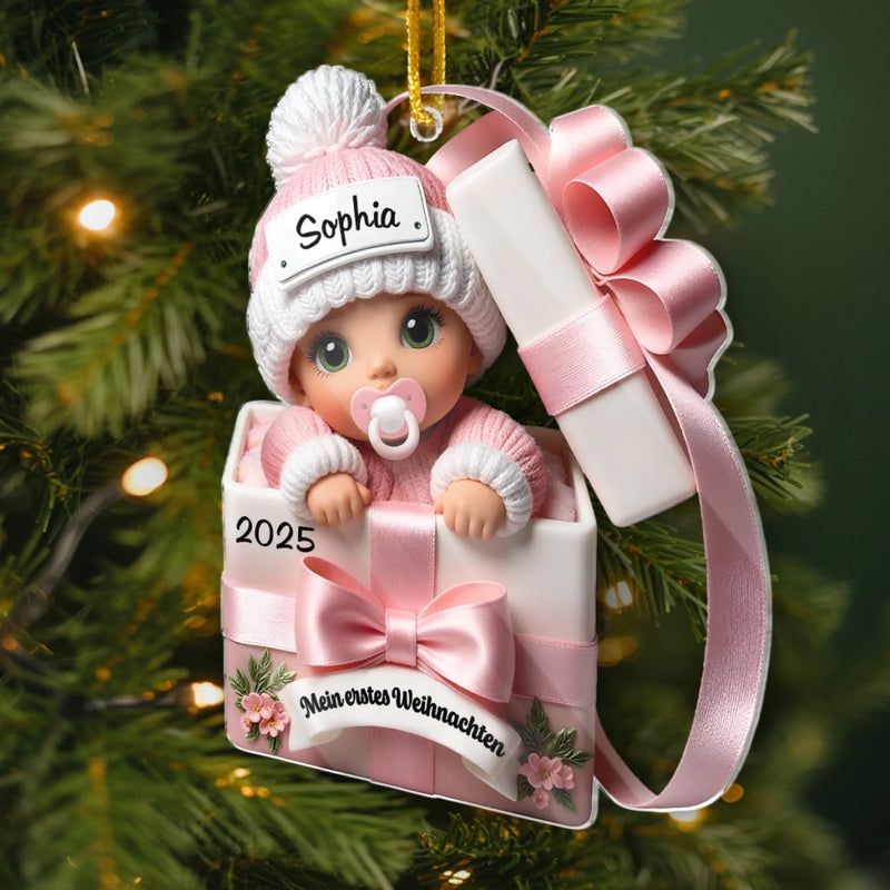 Individuelle Acryl-ornamente – Individuelle Babyparty-geschenke, Geschenke Zur Bekanntgabe Des Geschlechts Für Frischgebackene Mütter, Frischgebackene Väter, Frischgebackene Eltern – Kleine Wonneproppen, Eingehüllt In Weihnachtszauber