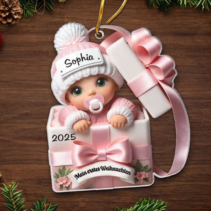 Individuelle Acryl-ornamente – Individuelle Babyparty-geschenke, Geschenke Zur Bekanntgabe Des Geschlechts Für Frischgebackene Mütter, Frischgebackene Väter, Frischgebackene Eltern – Kleine Wonneproppen, Eingehüllt In Weihnachtszauber