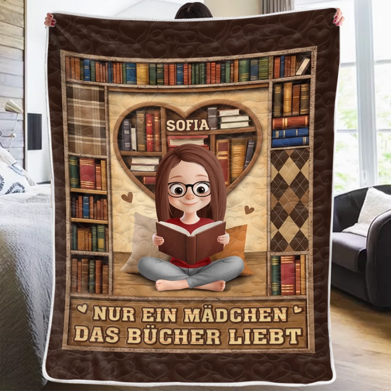 Personalisierte Decke - Geschenke Für Buchliebhaber, Bücherwürmer, Leser - Nur Ein Mädchen, Das In Büchern Lebt