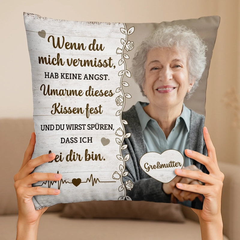 Personalisiertes Foto Deine Liebe bleibt unser größter Schatz – Personalisiertes Gedenkkissen – Trauergeschenk für Familienmitglieder