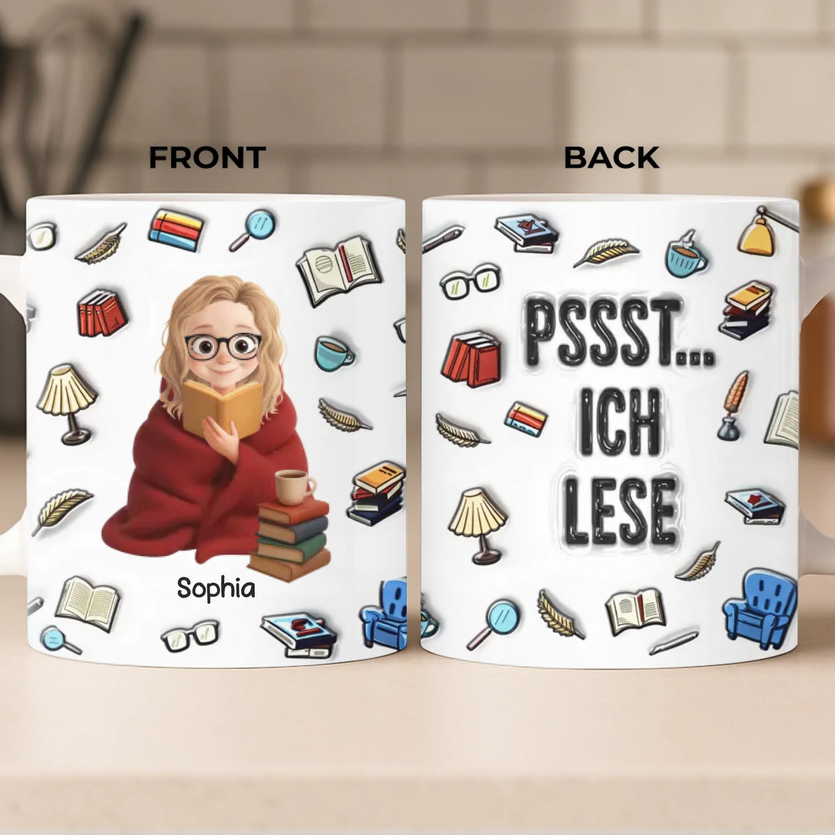 Personalisierte Tasse - Personalisierte Bücher Geschenke Für Buchliebhaber, Bücherwürmer, Leser - Nur Ein Mädchen, Das Bücher Liebt