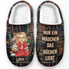 Individuelle flauschige Hausschuhe – Personalisierte Bücher Geschenke für Buchliebhaber, Bücherwürmer, Leser – Einfach ein Mädchen, das Bücher liebt