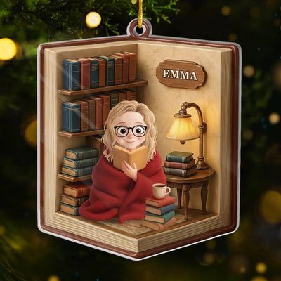 Personalisiertes Acrylornament - Personalisierte Weihnachtsgeschenke Für Buchliebhaber, Bücherwürmer, Leser - Eine Leseecke Aus Träumen