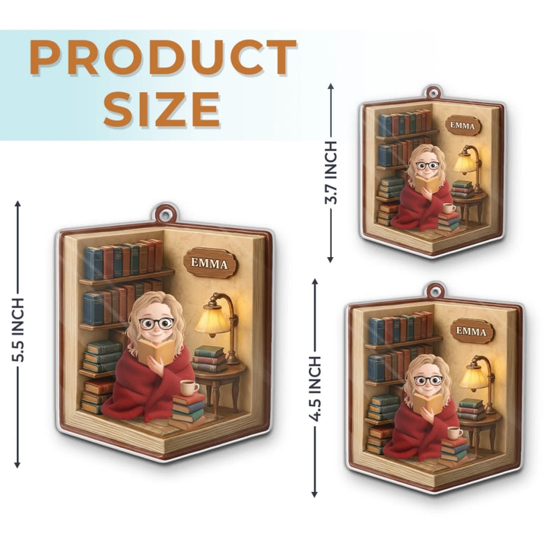 Personalisiertes Acrylornament - Personalisierte Weihnachtsgeschenke Für Buchliebhaber, Bücherwürmer, Leser - Eine Leseecke Aus Träumen