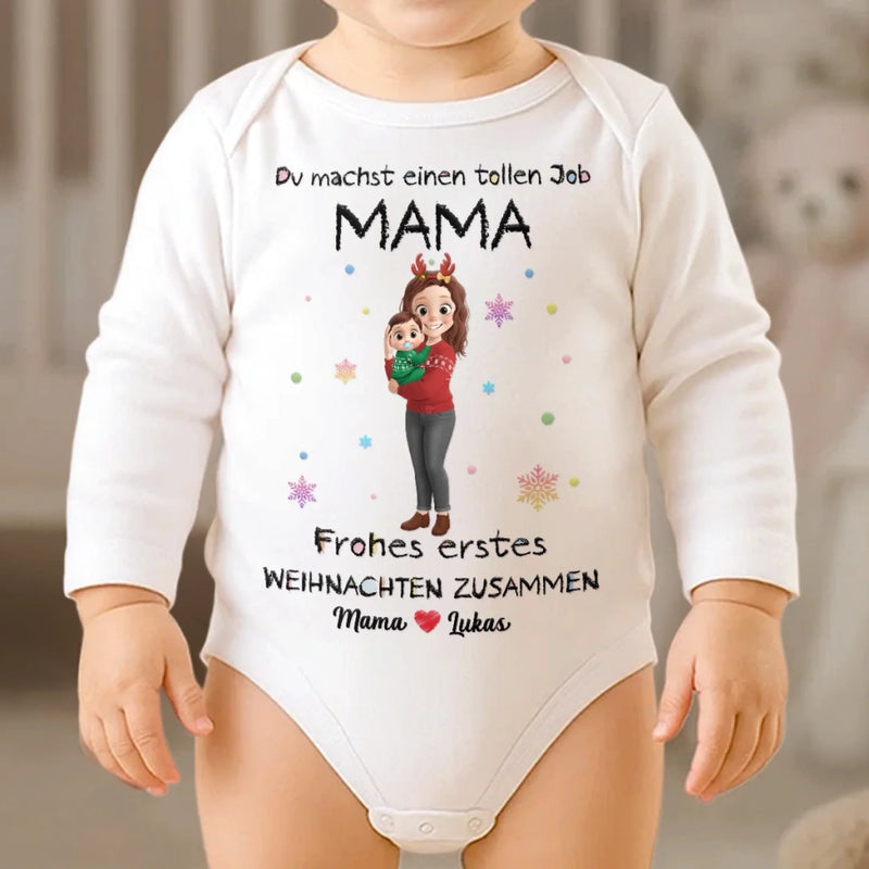 Personalisierter Langarm-baby-onesie Zum Ersten Weihnachten – Personalisierte Weihnachts-babyparty, Geschenke Zur Enthüllung Des Geschlechts Für Neue Mütter, Neue Väter, Neue Eltern – Kleine Hände, große Liebe
