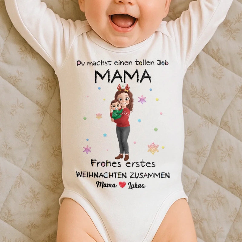 Personalisierter Langarm-baby-onesie Zum Ersten Weihnachten – Personalisierte Weihnachts-babyparty, Geschenke Zur Enthüllung Des Geschlechts Für Neue Mütter, Neue Väter, Neue Eltern – Kleine Hände, große Liebe