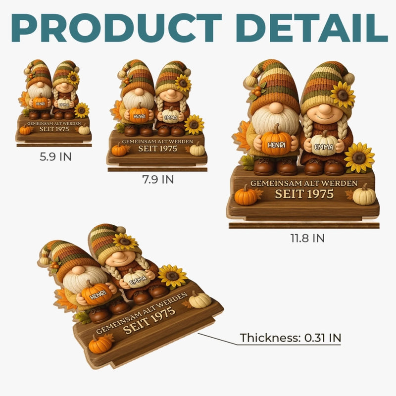 Personalisierte Herbstwichtel-holztafel - Personalisierte Hochzeitsgeschenke Zum Jahrestag Für Mann Und Frau, Sie Und Ihn - Liebe Wächst Wie Sonnenblumen