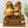Personalisierte Herbstwichtel-holztafel - Personalisierte Hochzeitsgeschenke Zum Jahrestag Für Mann Und Frau, Sie Und Ihn - Liebe Wächst Wie Sonnenblumen
