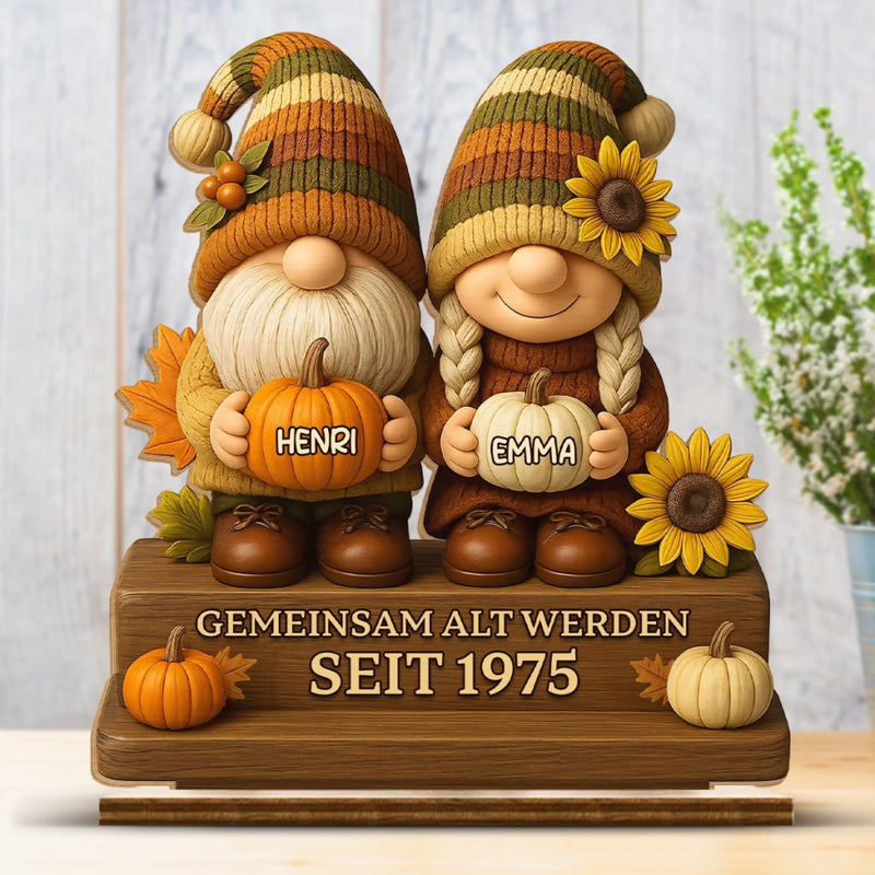 Personalisierte Herbstwichtel-holztafel - Personalisierte Hochzeitsgeschenke Zum Jahrestag Für Mann Und Frau, Sie Und Ihn - Liebe Wächst Wie Sonnenblumen