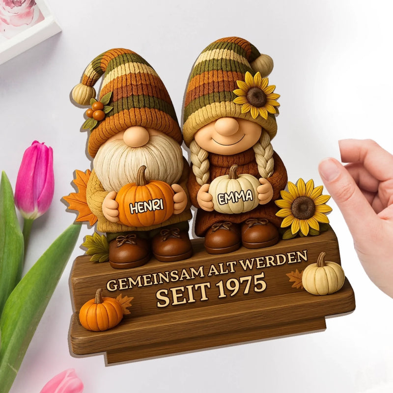 Personalisierte Herbstwichtel-holztafel - Personalisierte Hochzeitsgeschenke Zum Jahrestag Für Mann Und Frau, Sie Und Ihn - Liebe Wächst Wie Sonnenblumen