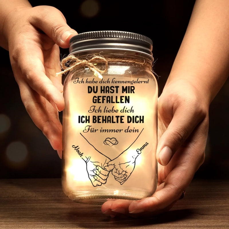 Individuelles Mason Jar Licht - Personalisierte Hochzeitsgeschenke Zum Jahrestag Für Mann Und Frau, Sie Und Ihn - Liebe, Abgefüllt Und Leuchtend