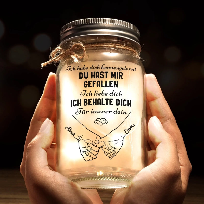 Individuelles Mason Jar Licht - Personalisierte Hochzeitsgeschenke Zum Jahrestag Für Mann Und Frau, Sie Und Ihn - Liebe, Abgefüllt Und Leuchtend