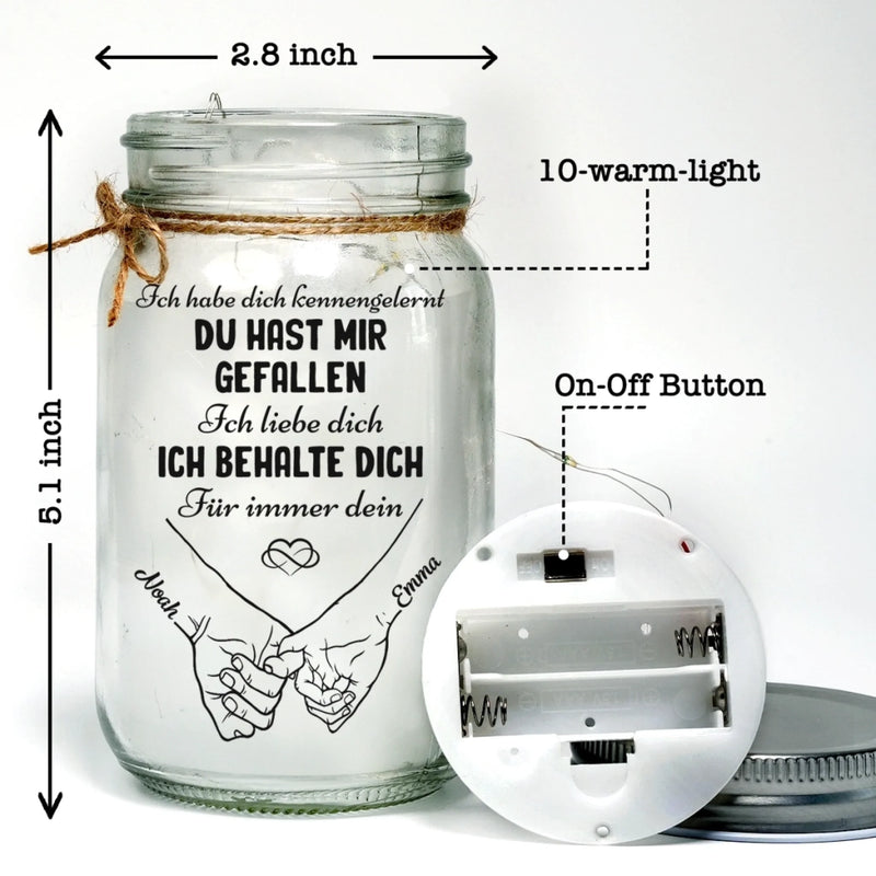 Individuelles Mason Jar Licht - Personalisierte Hochzeitsgeschenke Zum Jahrestag Für Mann Und Frau, Sie Und Ihn - Liebe, Abgefüllt Und Leuchtend