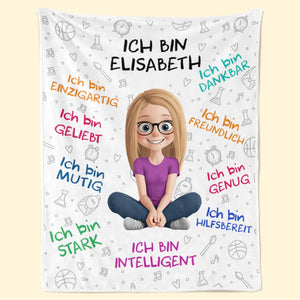 Personalisierte Decke - Geschenke Für Buchliebhaber, Bücherwürmer, Leser - Ich Bin Jemand, Der An Sich Glaubt – Stark, Mutig Und Voller Träume