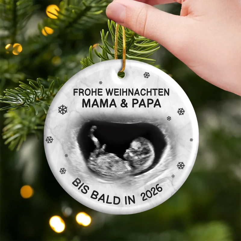 Personalisiertes Foto-keramik-ornament – Personalisierte Weihnachts-babyparty, Geschenke Zur Geschlechtsenthüllung Für Neue Mütter, Neue Väter, Neue Eltern – Eine Kleine Elfe Kommt Bald