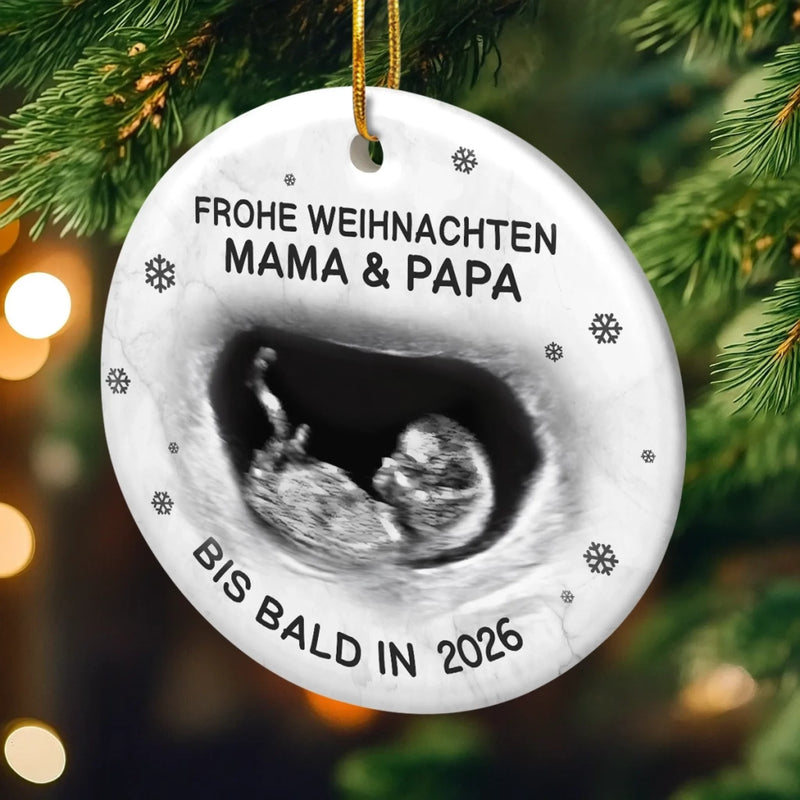 Personalisiertes Foto-keramik-ornament – Personalisierte Weihnachts-babyparty, Geschenke Zur Geschlechtsenthüllung Für Neue Mütter, Neue Väter, Neue Eltern – Eine Kleine Elfe Kommt Bald