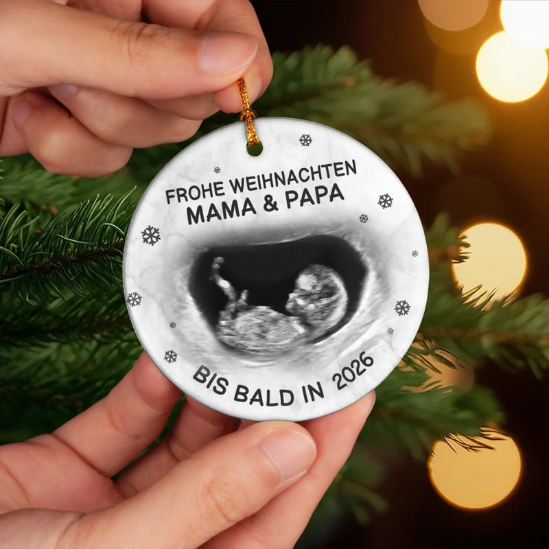 Personalisiertes Foto-keramik-ornament – Personalisierte Weihnachts-babyparty, Geschenke Zur Geschlechtsenthüllung Für Neue Mütter, Neue Väter, Neue Eltern – Eine Kleine Elfe Kommt Bald