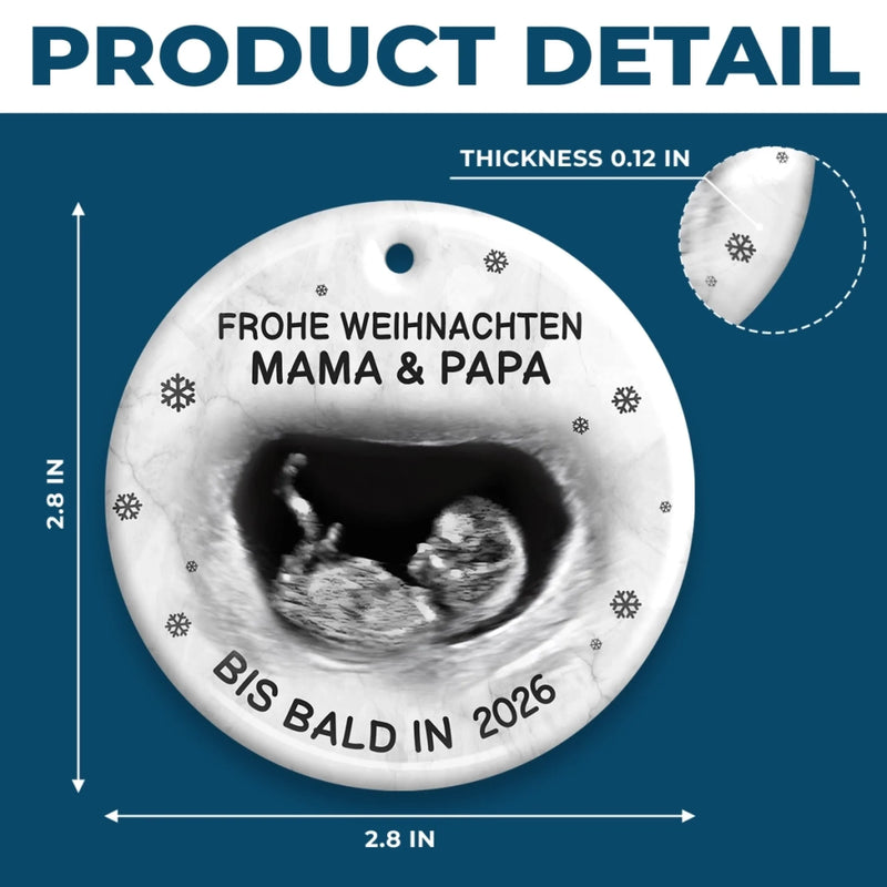 Personalisiertes Foto-keramik-ornament – Personalisierte Weihnachts-babyparty, Geschenke Zur Geschlechtsenthüllung Für Neue Mütter, Neue Väter, Neue Eltern – Eine Kleine Elfe Kommt Bald