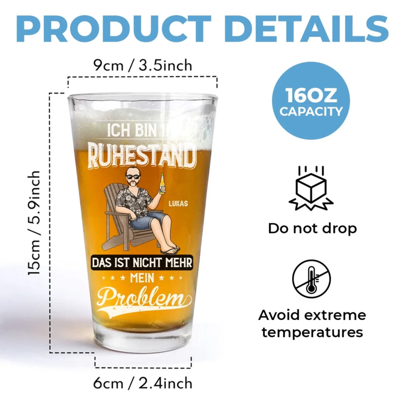 Personalisiertes Bierglas – Personalisierte Wertschätzung, Ruhestandsgeschenk Für Mitarbeiter, Arbeitsfreunde, Kollegen – Frieden Raus, Produktivitätskiller