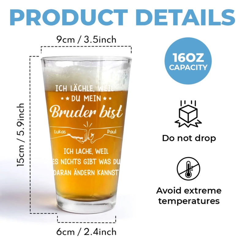 Personalisiertes Bierglas – Personalisierte Weihnachts- Und Geburtstagsgeschenke Für Den Bruder – Immer Eine Starke Bindung