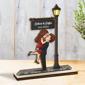 Individuelle 2-lagige Holztafel - Personalisierte Hochzeitsgeschenke Zum Jahrestag Für Mann Und Frau, Sie Und Ihn - Ein Kuss, Der Unsere Ewigkeit Schrieb