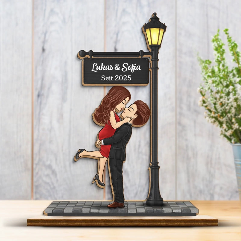Individuelle 2-lagige Holztafel - Personalisierte Hochzeitsgeschenke Zum Jahrestag Für Mann Und Frau, Sie Und Ihn - Ein Kuss, Der Unsere Ewigkeit Schrieb