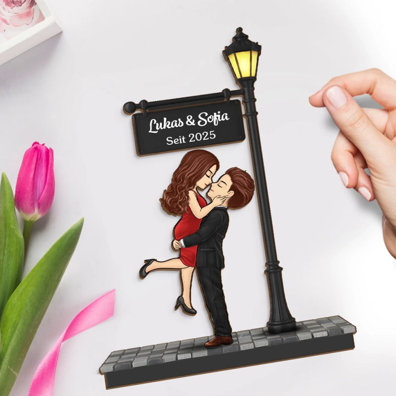 Individuelle 2-lagige Holztafel - Personalisierte Hochzeitsgeschenke Zum Jahrestag Für Mann Und Frau, Sie Und Ihn - Ein Kuss, Der Unsere Ewigkeit Schrieb