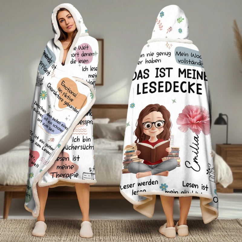 Personalisierte Affirmationsdecke, Hoodiedecke - Personalisierte Weihnachtsgeschenke Für Buchliebhaber, Bücherwürmer, Leser - Bookaholic Und Stolz