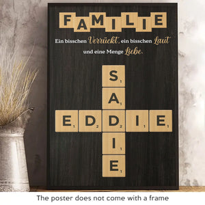 Personalisiertes Scrabble Vertikal Poster – Personalisierte Geburtstagsgeschenke Für Mama, Papa, Bruder, Schwester, Kinder – Freude Wächst, Wenn Wir Eins Sind
