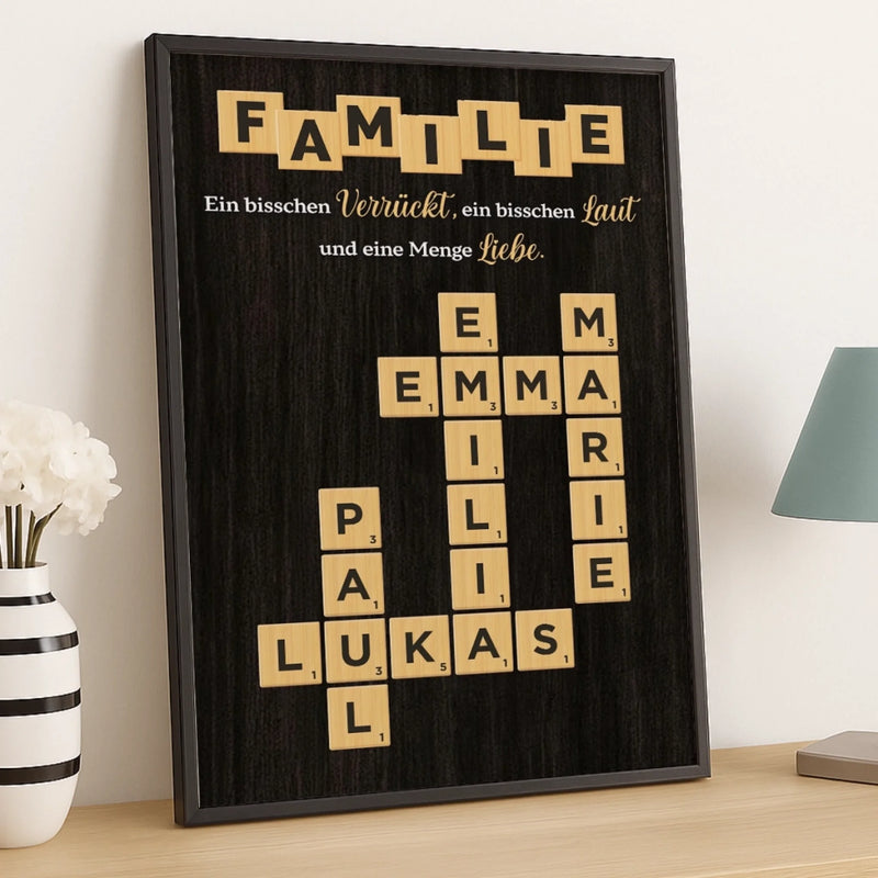 Personalisiertes Scrabble Vertikal Poster – Personalisierte Geburtstagsgeschenke Für Mama, Papa, Bruder, Schwester, Kinder – Freude Wächst, Wenn Wir Eins Sind