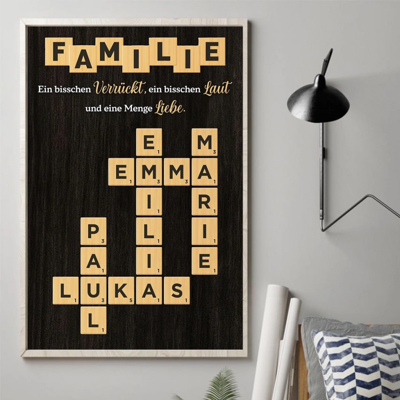 Personalisiertes Scrabble Vertikal Poster – Personalisierte Geburtstagsgeschenke Für Mama, Papa, Bruder, Schwester, Kinder – Freude Wächst, Wenn Wir Eins Sind