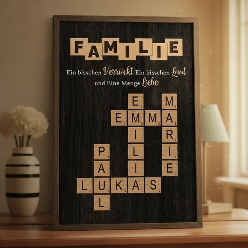 Personalisiertes Scrabble Vertikal Poster – Personalisierte Geburtstagsgeschenke Für Mama, Papa, Bruder, Schwester, Kinder – Freude Wächst, Wenn Wir Eins Sind