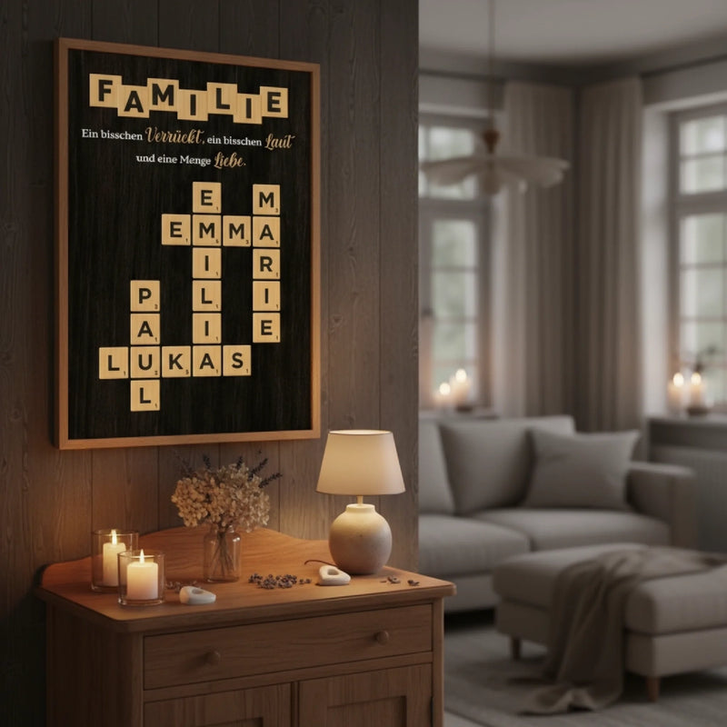 Personalisiertes Scrabble Vertikal Poster – Personalisierte Geburtstagsgeschenke Für Mama, Papa, Bruder, Schwester, Kinder – Freude Wächst, Wenn Wir Eins Sind