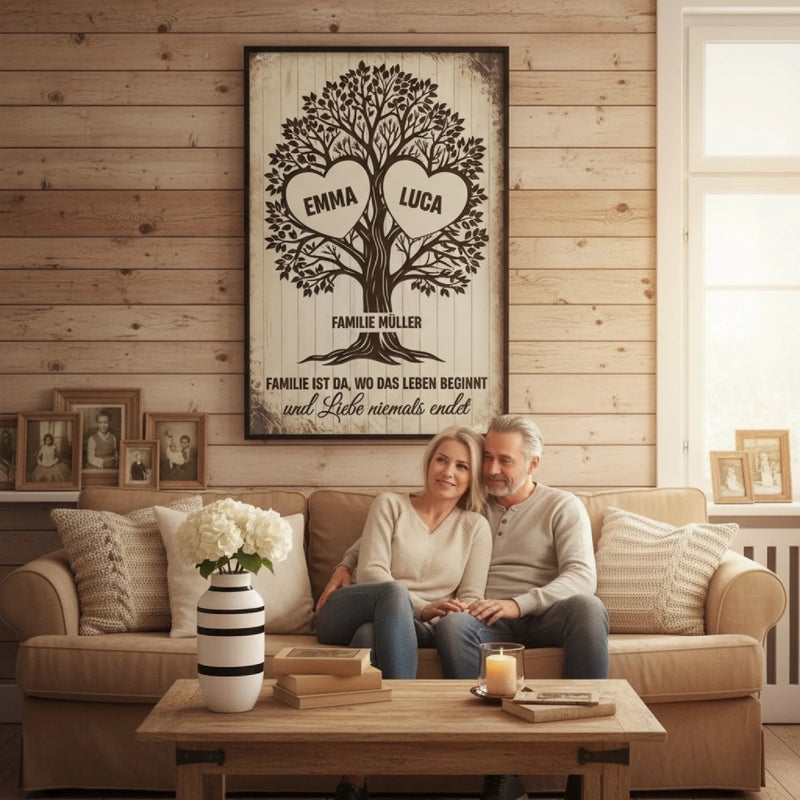 Personalisiertes Scrabble Vertikal Poster – Personalisierte Geburtstagsgeschenke Für Mama, Papa, Bruder, Schwester, Kinder – Glück Blüht, Wenn Wir Zusammen Sind