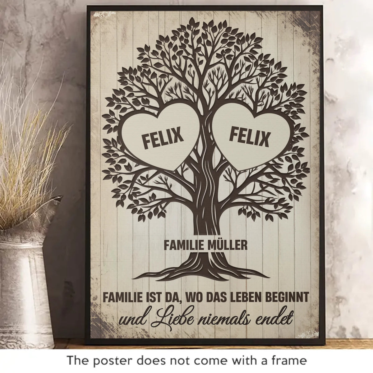 Personalisiertes Scrabble Vertikal Poster – Personalisierte Geburtstagsgeschenke Für Mama, Papa, Bruder, Schwester, Kinder – Glück Blüht, Wenn Wir Zusammen Sind