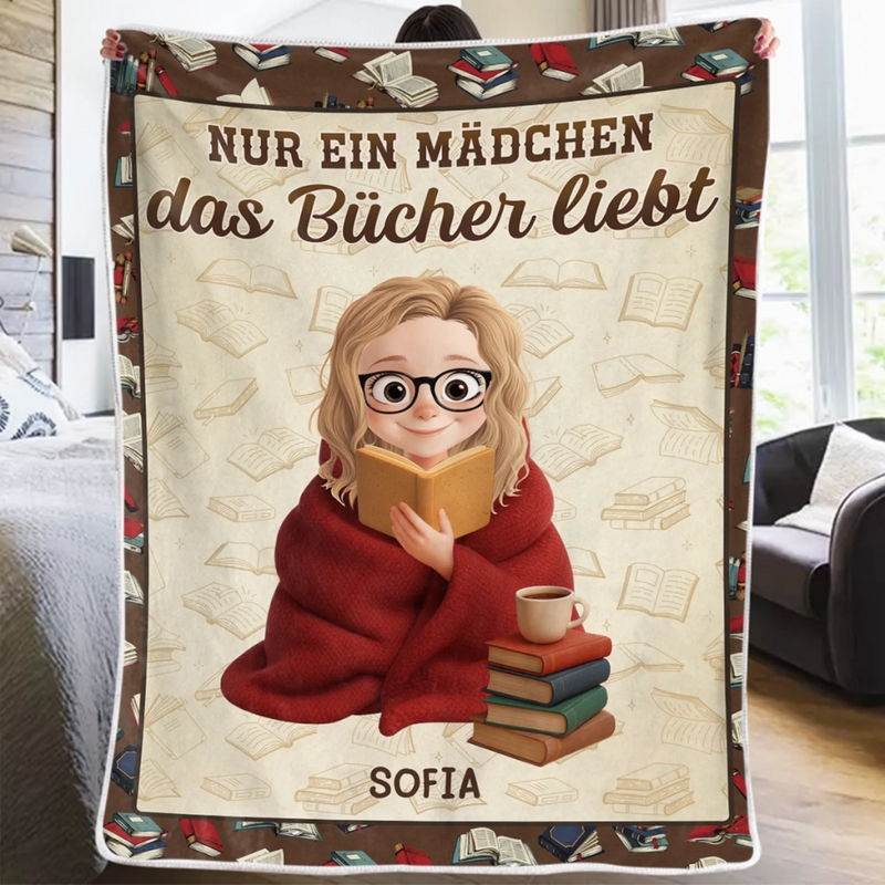 Personalisierte Decke - Geschenke Für Buchliebhaber, Bücherwürmer, Leser - Das In Geschichten Zuhause Ist