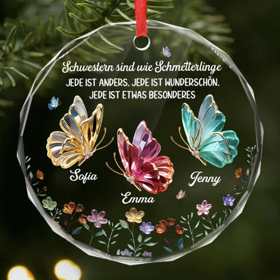 Runde Glas Ornamente Nach Maß – Personalisierte Weihnachts- Und Geburtstagsgeschenke Für Deine Beste Freundin, Schwester Oder Beste Freundin – Für Immer Dankbar Für Unsere Freundschaft