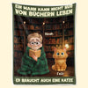 Personalisierte Decke - Geschenke Für Buchliebhaber, Bücherwürmer, Leser - Einfach Ein Mädchen Mit Geschichten Und Haustieren